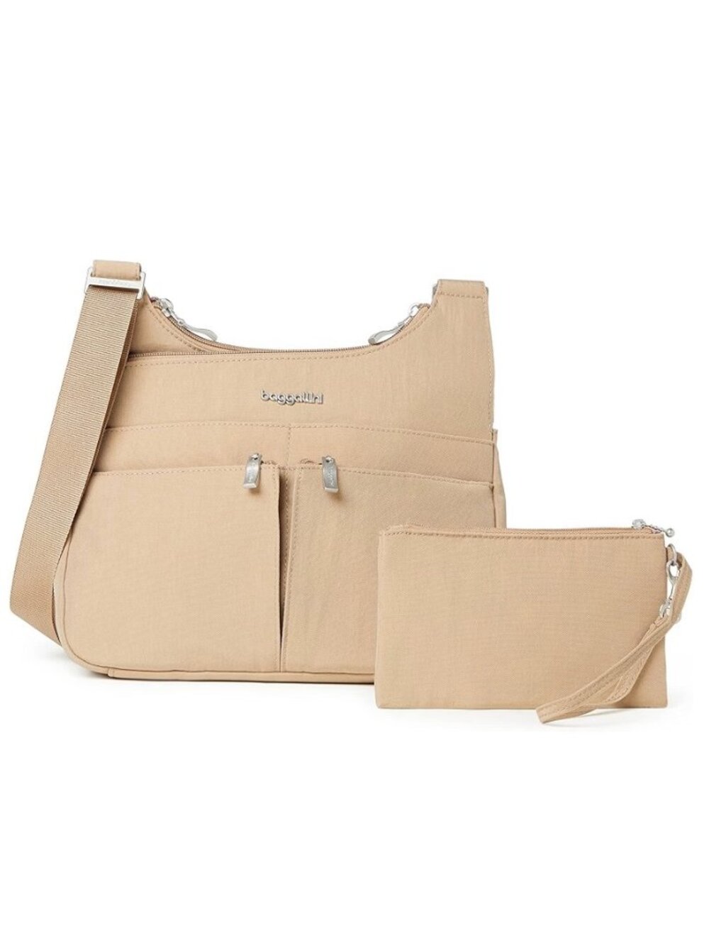 NWOT Cross Over Crossbody Lightweight 11x8.5 Travel Purse, Nude